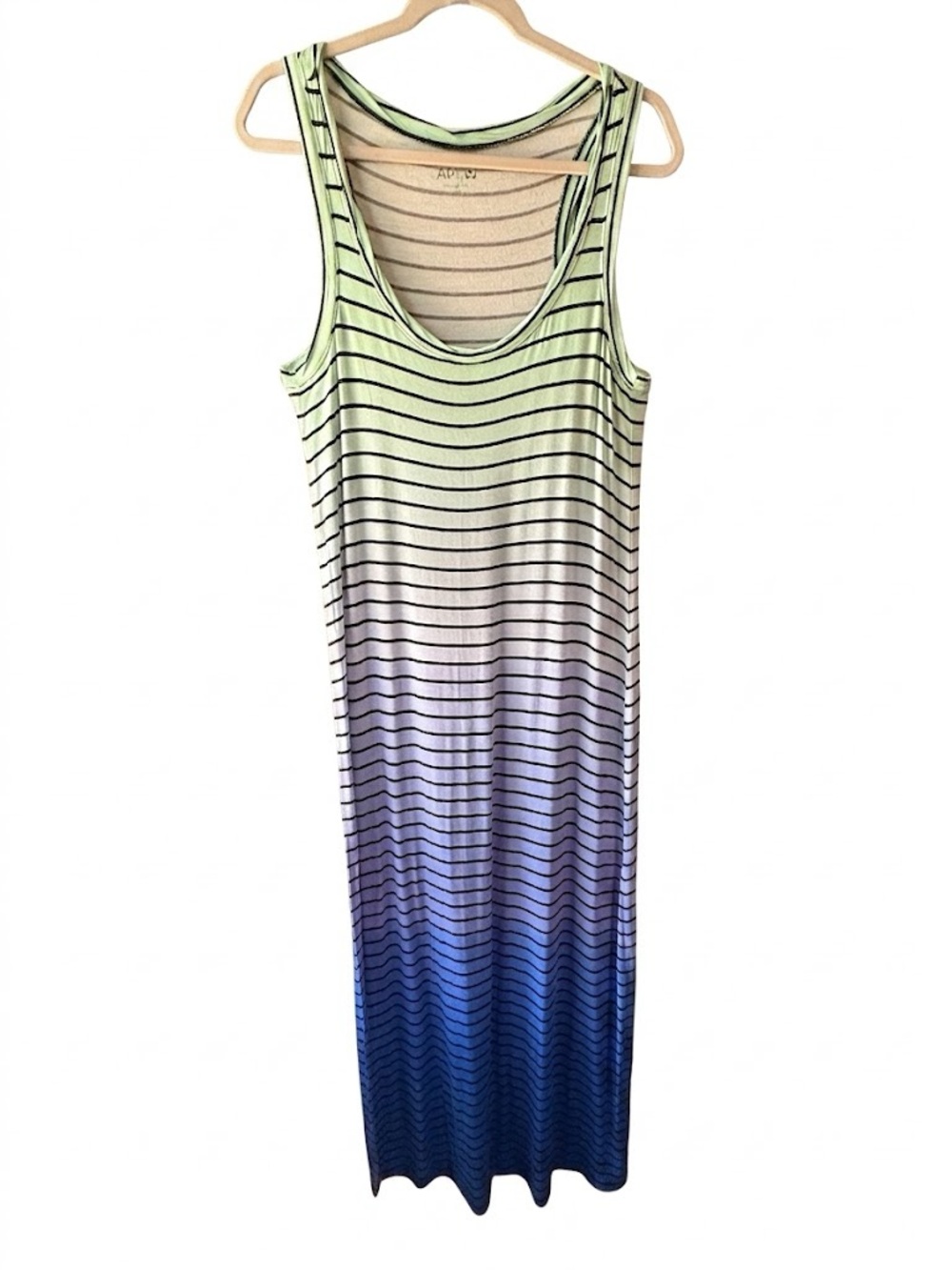 Apt 9 Striped Sleeveless Ombre Maxi Dress in Green and Blue Sz Medium Boho Beach